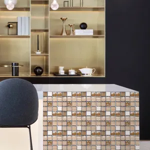 Self-adhesive mosaic tile sticker waterproof kitchen backsplash wall paper DIY home decor counter.