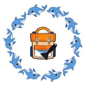 Cartoon dolphin and backpack non-slip bathtub stickers waterproof safety strips for bathroom