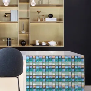 Detailed view of waterproof mosaic tile sticker for DIY home decor and wall decoration.
