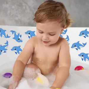 Cute cartoon dolphin anti-slip bathtub stickers, frosted safety treads for bathroom tub.