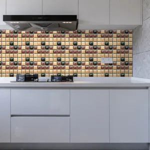 Kitchen mosaic tile sticker waterproof DIY wall decor backsplash self-adhesive vinyl film
