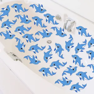 Anti-slip bathtub stickers with cute blue dolphin design for bathroom safety decoration detail view