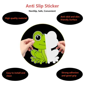 Cute cartoon frog anti-slip bathtub sticker detail, textured surface and strong adhesive backing.