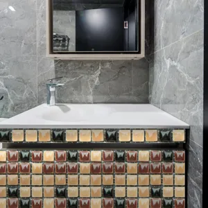 Waterproof mosaic tile sticker for home decor DIY cabinet furniture renovation detail view.