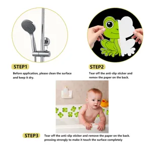 Cute frog anti slip bath stickers for tub and shower floor, waterproof safety adhesive strips.