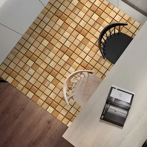 Wooden mosaic tile sticker waterproof self adhesive floor wall sticker for home decor.