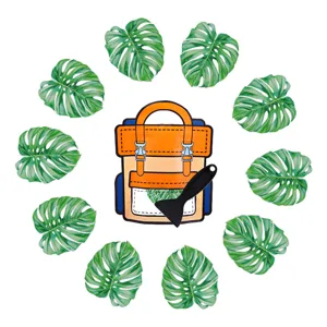 Waterproof anti-slip bathtub stickers, cartoon backpack and monstera leaves set.