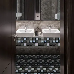 Waterproof mosaic tile stickers DIY self-adhesive wall and floor decor for home bathroom.