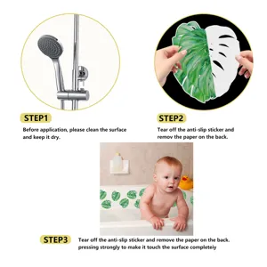 Non-slip bathtub stickers monstera leaf safety anti slip strips for bathroom floor
