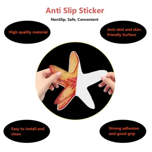 Close-up detail of the starfish non-slip bathtub sticker showing easy peeling and texture.