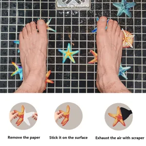 Starfish non-slip bathtub stickers, frosted surface for secure bathroom safety grip.