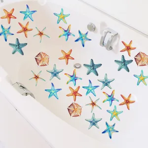 Colorful starfish non-slip bathtub stickers for bathroom safety and bathtub decoration use.