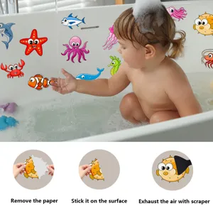 Anti-slip bathtub stickers waterproof cute cartoon sea animals safety treads for kids