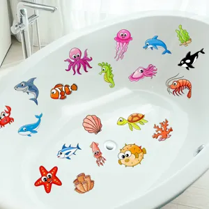 Cute cartoon marine animal non-slip bath stickers waterproof safety decals for bathtub