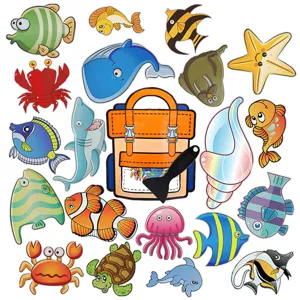 Ocean animal anti-slip bathtub stickers set with cute cartoon marine designs for kids safety.
