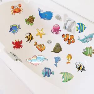 Non-slip bathtub stickers, cute sea animal waterproof anti slip bath strips for kids safe.