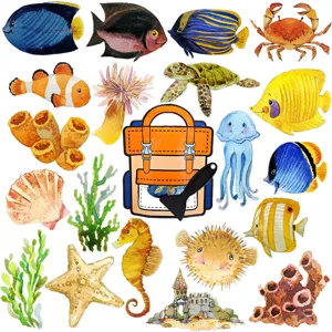 Waterproof cartoon sea animal bathtub non slip stickers set ocean creature decals for bathroom
