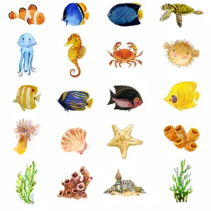 Watercolor ocean animal bathtub anti-slip stickers safety treads size chart dimensions