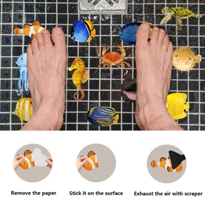 Non-slip bathtub stickers waterproof cute cartoon marine animals anti-slip strips for shower
