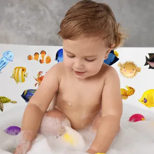 Anti-slip bath stickers for kids, cute cartoon sea animal non slip bathtub safety decals.