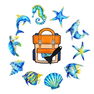 Waterproof non-slip bathtub stickers set featuring cute marine animal designs with a scraper tool.