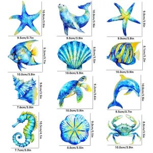 Ocean animal anti-slip bathtub stickers, cute marine life safety stickers with sizes.