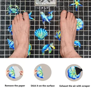 Bathroom anti-slip stickers, waterproof marine animal abrasive bathtub non-slip treads