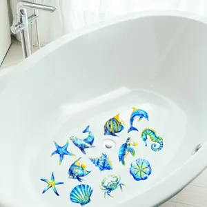 Non slip bathtub stickers marine life waterproof anti slip appliques for bathroom tub floor