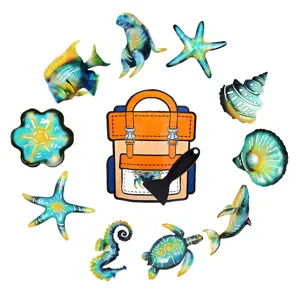 Detailed view of colorful marine animal anti-slip bathtub stickers with scraper tool set