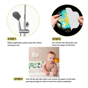 Bathroom anti-slip stickers detailed installation steps showing bathtub safety treads usage guide.