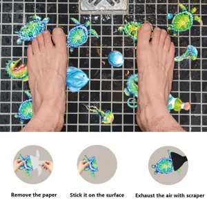 Bathroom anti-slip stickers waterproof marine life non-slip bathtub safety treads set