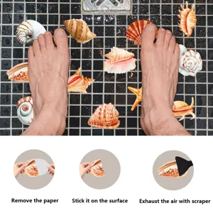 Waterproof anti-slip bathtub stickers seashell shower safety treads for bathroom floor