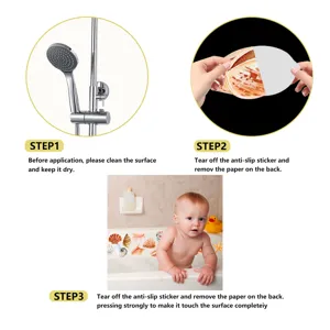Bathroom anti-slip stickers with seashell design for bathtub safety and easy installation.