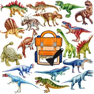 Colorful dinosaur anti-slip stickers set with scraper and packaging bag for kids bathroom tub.