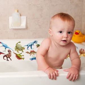 Anti slip bathtub stickers for bathroom, cute dinosaur non slip stickers for kids tub safety.