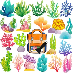 Cute cartoon ocean plant anti-slip bathtub stickers, waterproof decorative bath mats for kids.