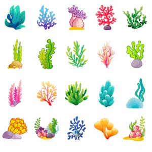 Anti-slip bathtub stickers waterproof bathtub decals cute coral plant bath stickers