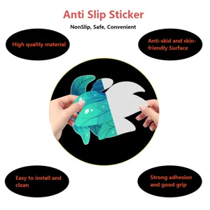 Close-up detail view of the leaf-shaped anti-slip bathtub sticker with textured anti-skid surface.
