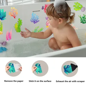 Non-slip bathtub stickers waterproof anti slip strips for bathroom kids safety cartoon plants