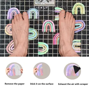 Rainbow anti slip bath stickers waterproof non slip strips for shower tub safety floor.