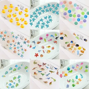 Non Slip Bathtub Stickers Waterproof Frosted Bath Decals Cute Cartoon Marine Animals Safety Strips For Tub Bathroom Floor