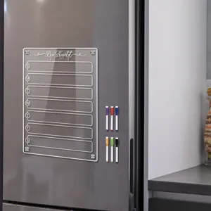 Transparenter Acryl magnetischer Wochenplaner für Kühlschrank mit Trockenabwischmarkern