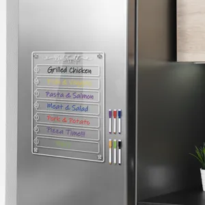 Acryl magnetischer wöchentlicher Essensplaner Notiztafel Detailansicht mit Stiften.