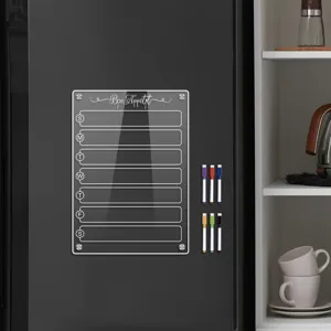 Transparente Acryl Magnetische Wochenplaner Tafel für Kühlschrank mit bunten Markern.