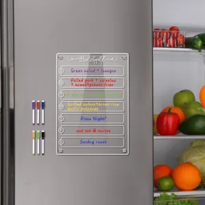 Akryl magnetischer Wochenplaner Trockenabwischbarer Kalender fuer Kuehlschrank Kuechen Menue.