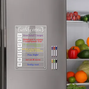 Akryl magnetische wöchentliche Menütafel für Kühlschrank mit bunten Stiften und Halter.