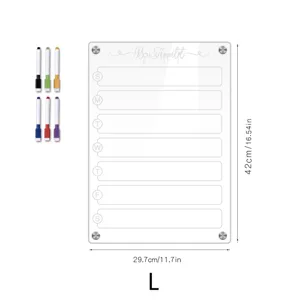 Transparente Acryl Wochenplaner Magnettafel mit bunten Stiften für Küche Büro Notizen Memoboard.