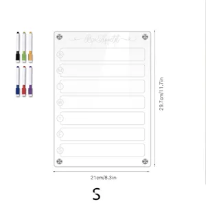 Acryl magnetischer Wochenplaner Trockenabwischbarer Kalender mit bunten Markern für Büro.