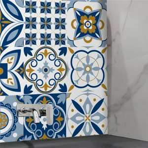Adesivo per piastrelle vintage blu impermeabile adesivo da parete dettaglio vista casa