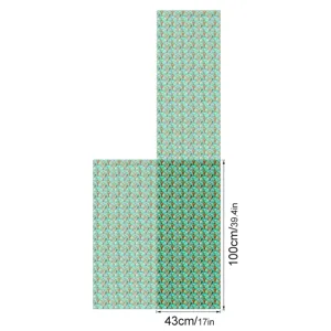 Detailed view of embossed static window film with colorful geometric fan pattern, 43x100cm.